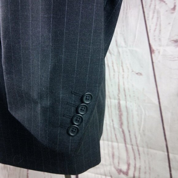 Stafford Executive 44L Wool 2 Button Gray Striped Suit Blazer Jacket - Picture 4 of 10